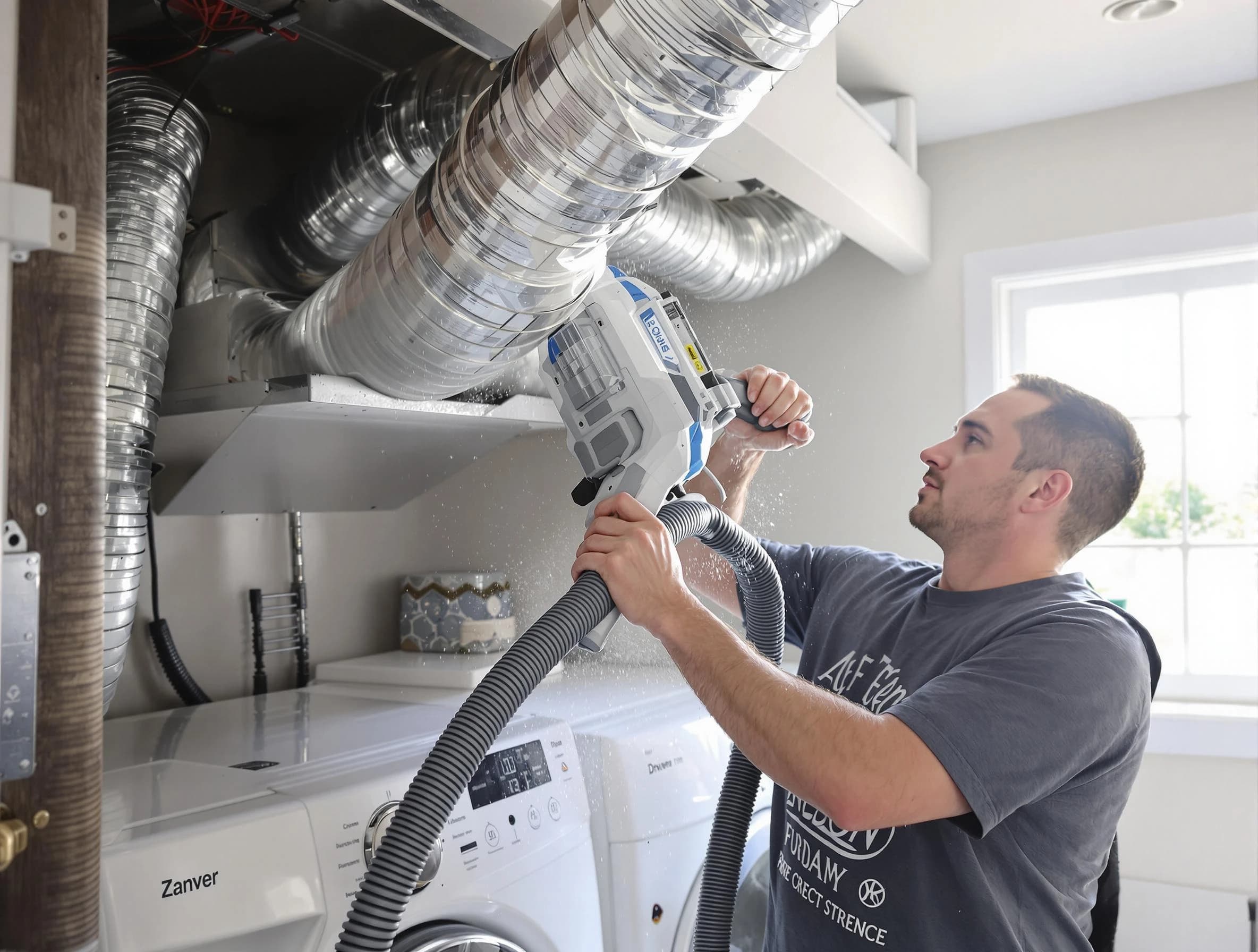 Dormont Dryer Vent Cleaning specialist cleaning deep within a dryer vent duct system in Dormont