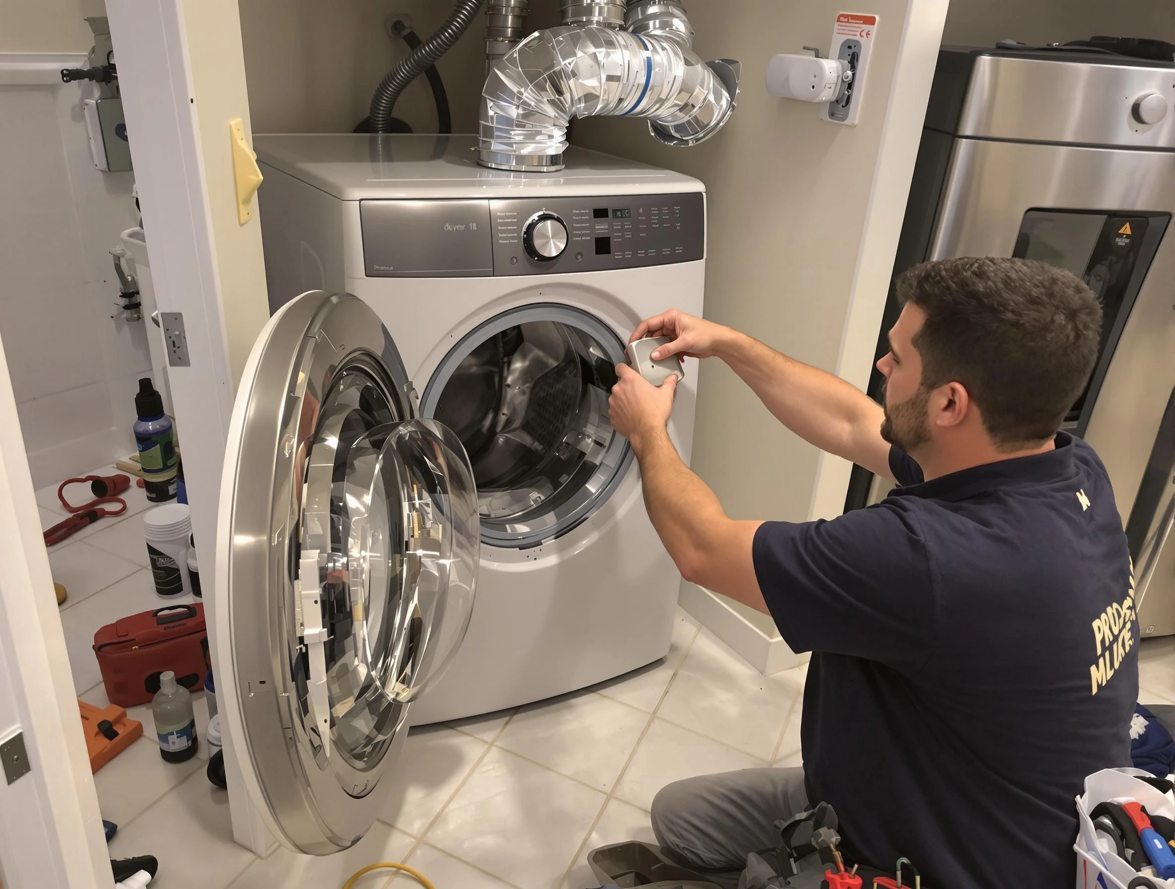 Dormont Dryer Vent Cleaning technician performing precise dryer vent hose installation in Dormont